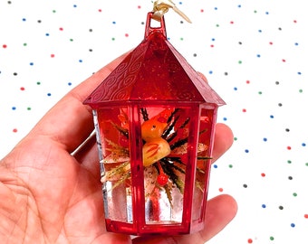 VINTAGE: Metallic Plastic Diorama Ornament - Christmas Decor - Ornament