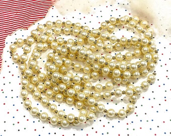 VINTAGE: 140" Long Retro Beaded Pearl Garland - Holiday - Christmas - Decoration - Specialty Garland