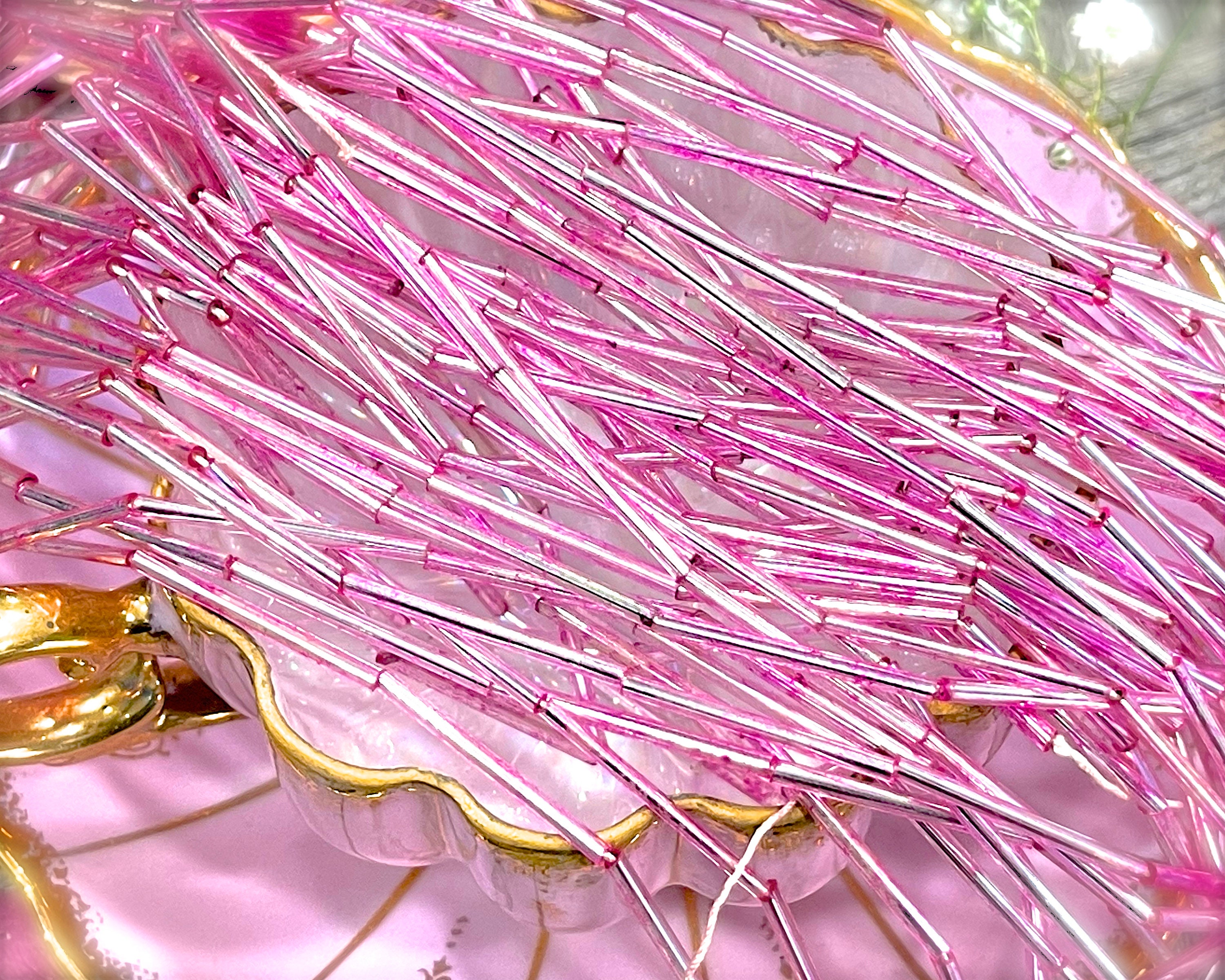 VINTAGE 125 Pink Mercury Glass Tube Bead Garland Etsy