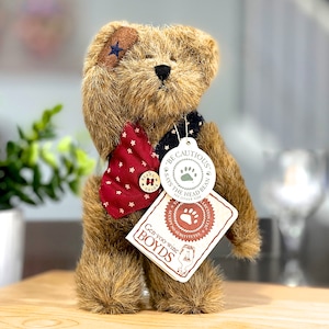 VINTAGE: 7" Boyds Bears Stuffed Animal "I. B. Bearyproud" - T.J. Best Dressed Collection - #913975 - Saluting Bear - Liberty - SKU 00035443