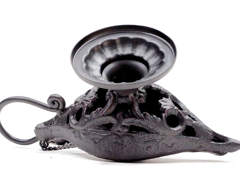 VINTAGE: Candle Holder Cast Iron and Metal Magic Lamp Shape Home Decor SKU 23-D-00031926 afbeelding 5