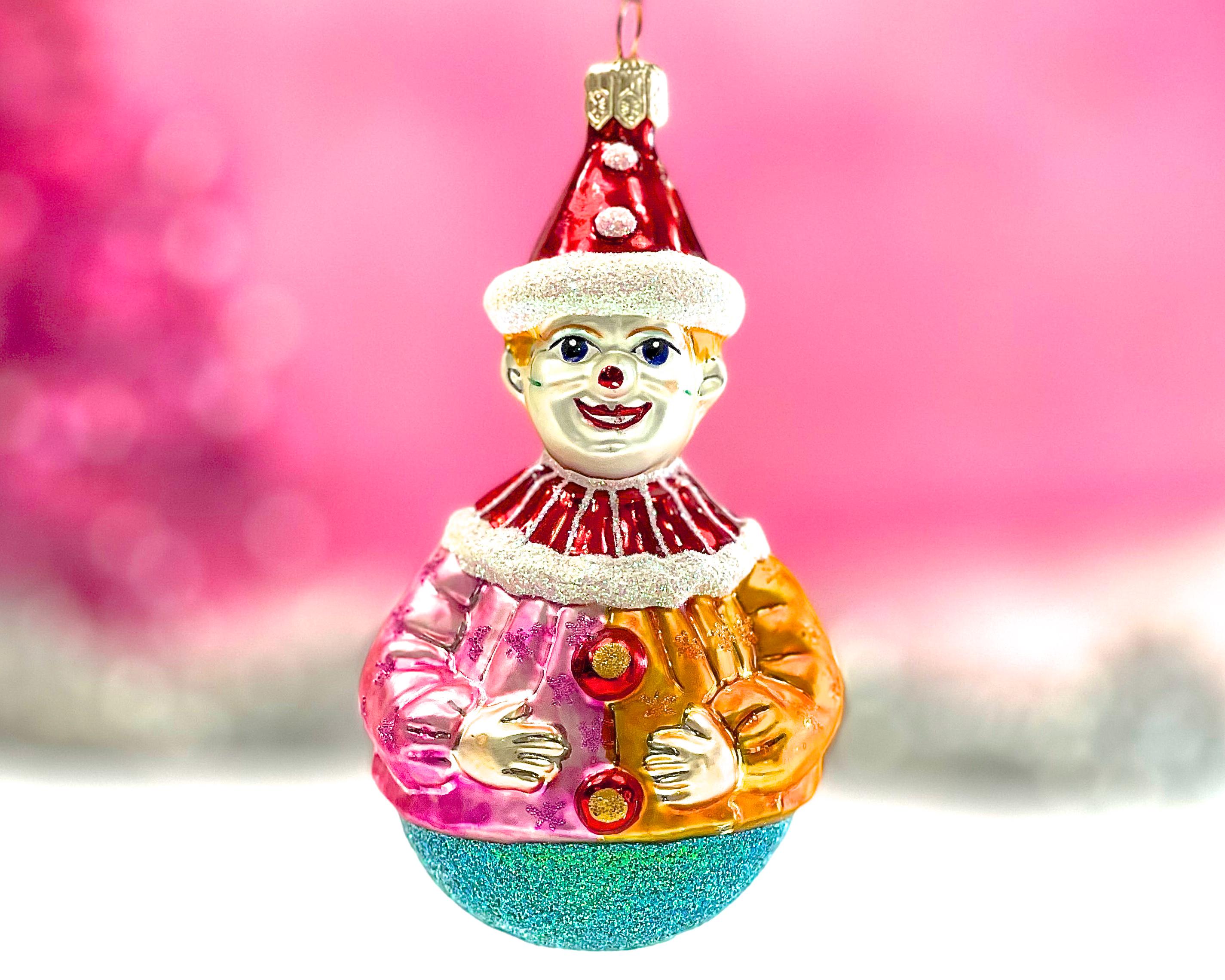 レトロ‼️ゴージャス 虹ビーズキティ リンゴ型 スパンコール レインボー キラキラ Vintage Christopher Radko Clown Christmas Ornament: Hand-painted