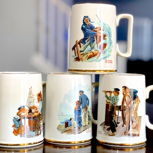 VINTAGE: 1985 Vintage Norman Rockwell Porcelain Cups, Mugs, Norman Rockwell Museum Inc, Collectables