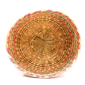 VINTAGE: Oval Rattan Basket Bowl Green, Red, Purple Coil Basket SKU 22-E-00030222 image 4