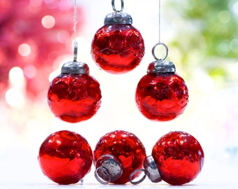 VINTAGE: 5 Small Mercury Glass Ornament - Kugel Style Christmas Ornaments