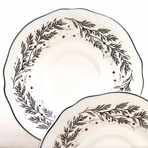 VINTAGE: 2pc Set New England Toile Gamebirds 6 1/4 Saucer Tabletops Unlimited Replacement, Collecting SKU 27-D-00032530 image 1