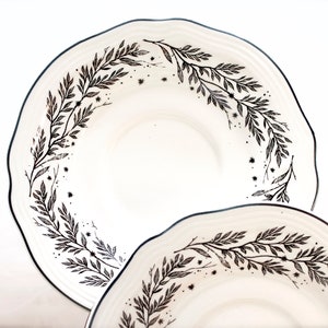 VINTAGE: 2pc Set New England Toile &quot;Gamebirds&quot; 6 1/4&quot; Saucer - Tabletops Unlimited - Replacement, Collecting - SKU 27-D-00032530