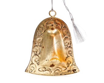 VINTAGE: Hand Etched Bell Shape Ornament - Bell Ornament - SKU 15-E2-00014048