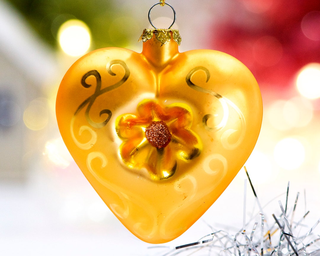 VINTAGE Glass Heart Ornament Christmas Ornament SKU 3040100031291 Etsy