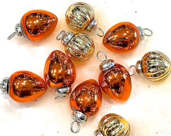 VINTAGE: 5pc Small Thick Mercury Glass Ornaments - Mid Weight Kugel Style Christmas Ornaments - Unique Find - Fall