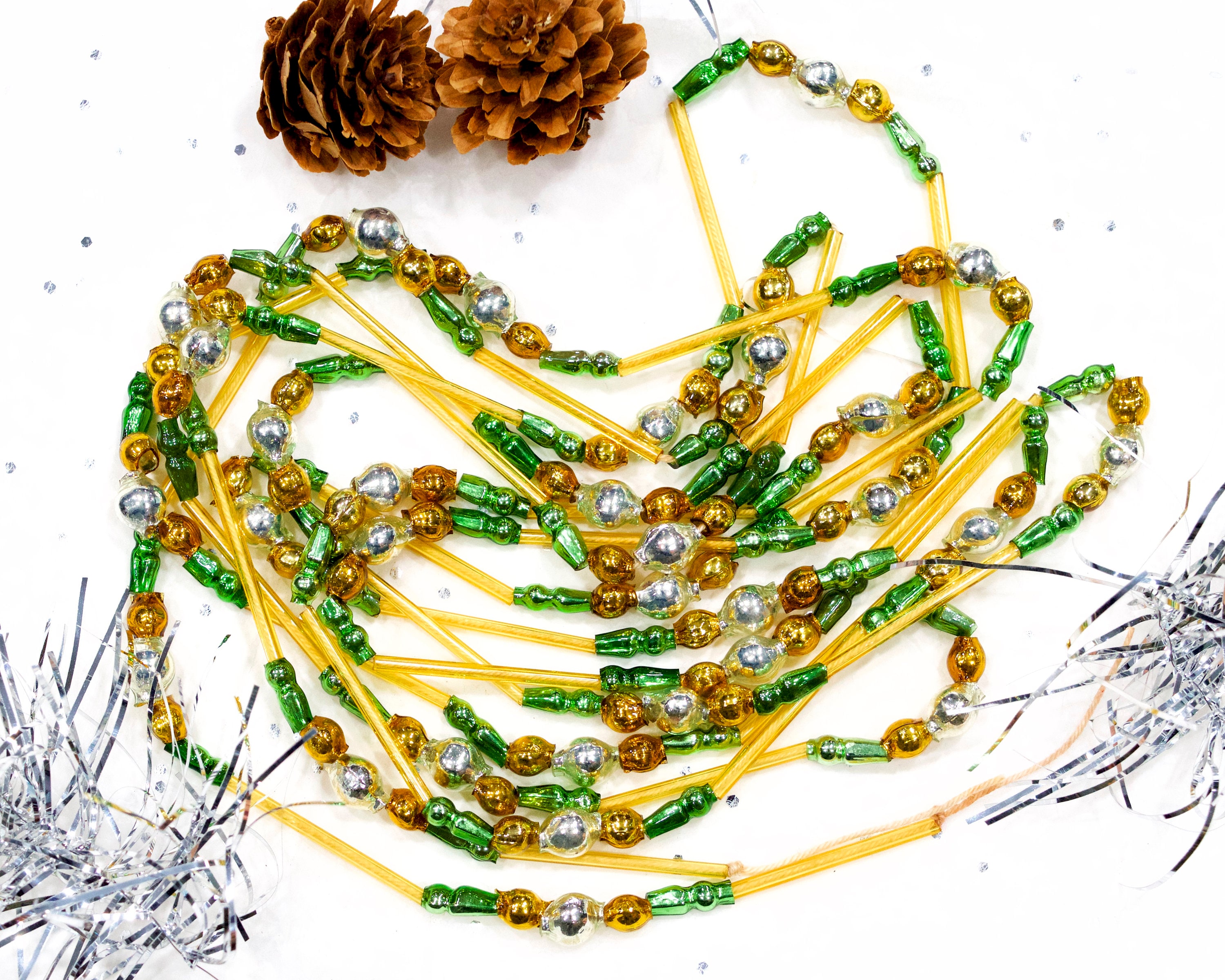 VINTAGE 82 Mercury Glass Bead Garland Miniature Etsy