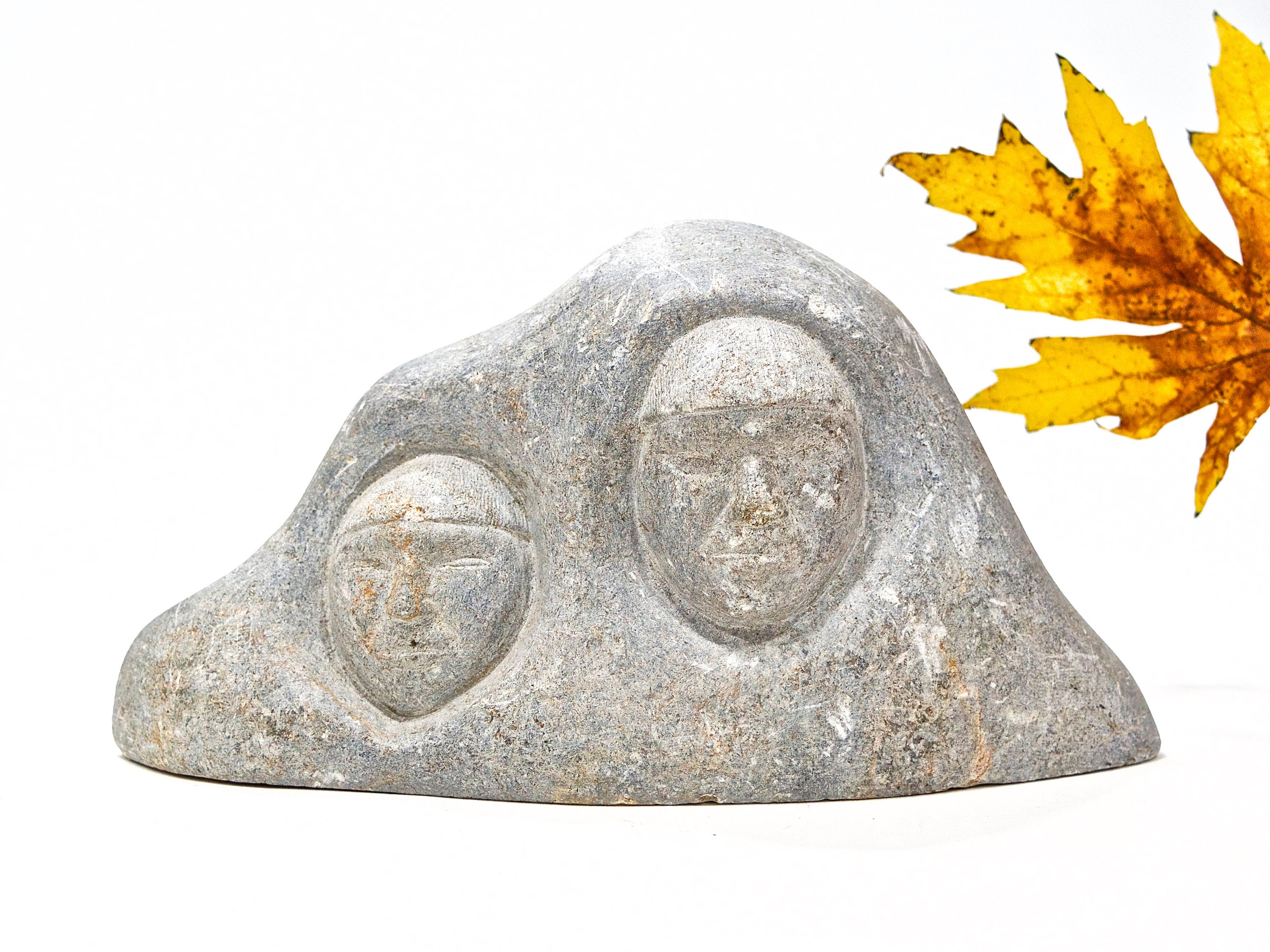 Vintage 1993 Inuit Stone Carving Signed Eskimo Sculpture