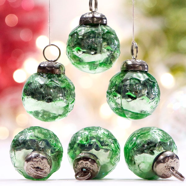 VINTAGE: 5pc - Small Thick Mercury Ornaments - Mid Weight Kugel Style Ornaments - Unique Find - SKU os-159