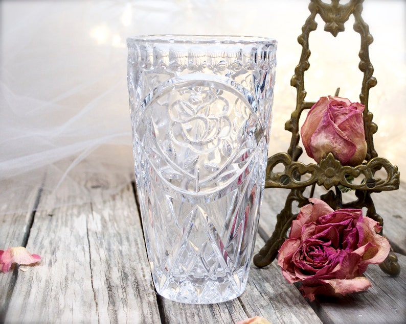 VINTAGE: 2pc Deep Cut Crystal Tumblers Cups Flower Cut Beauty and Elegance SKU 32-B-00032572 image 8