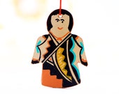 VINTAGE Pottery Ornament - Native American - Doll Figurine - Ethnic Tribal Doll - SKU 15-C1-00017308