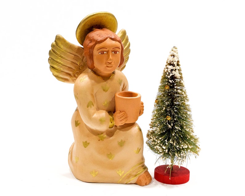 VINTAGE: 9 Authentic PERUVIAN Handmade Clay Pottery Angel Candle Holder Holidays Made on Peru SKU 32-B-00030204 image 1