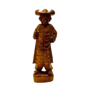 VINTAGE: 1992 - Hand Carved Wood Captain Figurine - Oscar B - Venezuela - Sailor, Fisherman, Wood Pirate, Lake House - SKU 26-C3-00010036