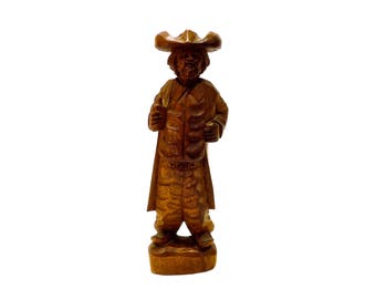 Vintage Hand Carved Wood Captain Figurine: Oscar B, Venezuela