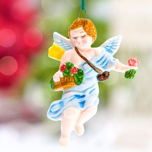 Vintage FINE A QUALITY Christmas Angel Ornament 1950 Ceramic