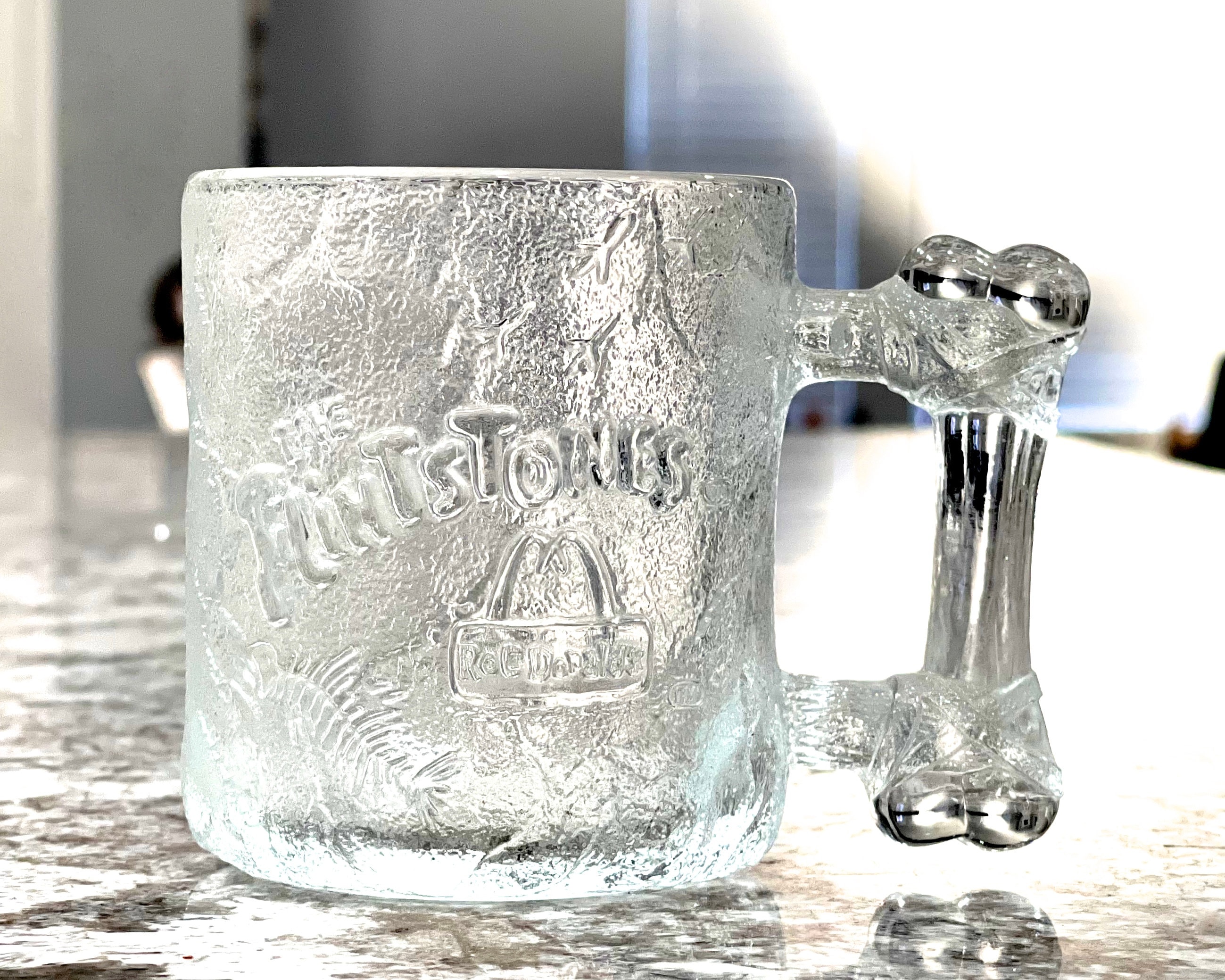 Vintage 1993 Mcdonald's Flintstones Frosted Glass Mug: Rocdonald's