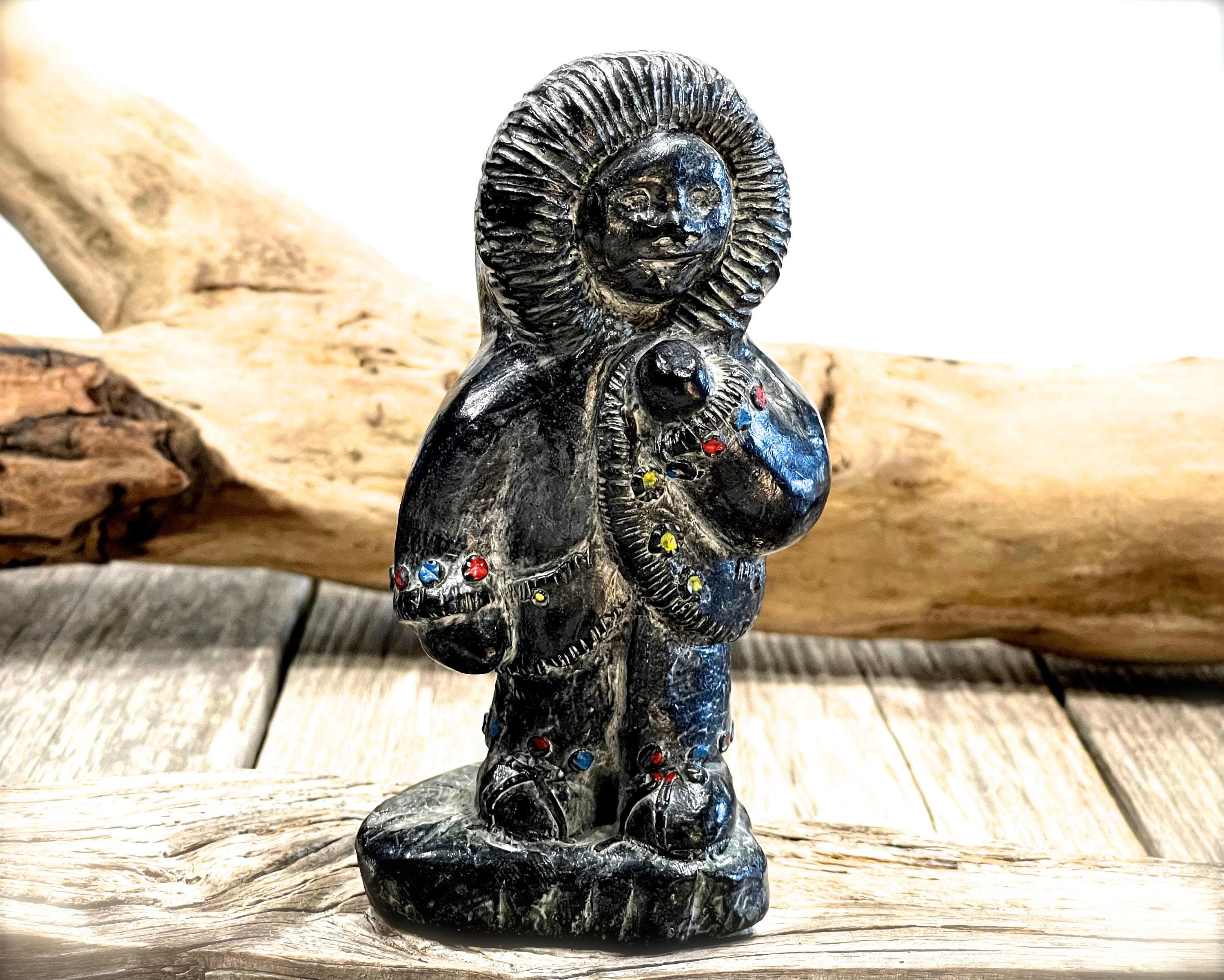 VINTAGE: A Wolf Original Soapstone Carved Figurine - Canada Eskimo