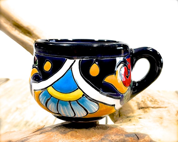 Vintage H. Venegas Talavera Mug: Hand-painted Floral Mexican