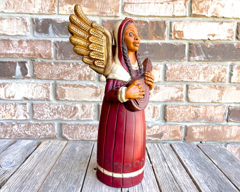 VINTAGE: 15.5 Large Authentic PERUVIAN Handmade Clay Pottery Angel Candle Holder Holidays Made on Peru SKU 35-C-00034169 image 3