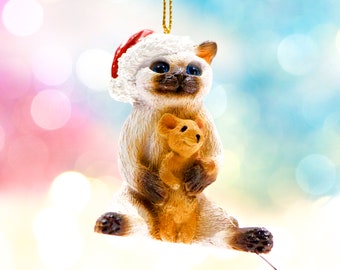 VINTAGE: 1993 - Holiday Cat Ornament Ornament - Polysresin Cat - SKU 30-410-00034411