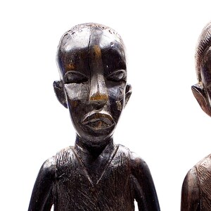 VINTAGE: Pair of Large 14.5 African Wood Figurines Playing Drums Hand Carved Traditional Figurines SKU 22-E-00015785 image 5