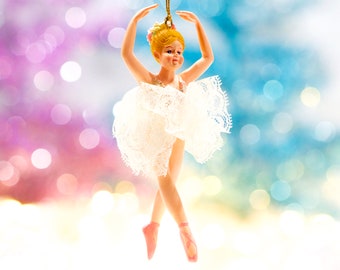 VINTAGE: 4.75" Ballerina Doll Ornament - Polysresin Ballerina - Dancing - SKU 30-410-00033061