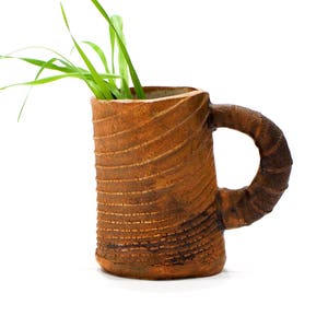 VINTAGE: Rustic Pottery Cup - Signed &quot;Litteral&quot; - Ceramic Mug - Small Mug Cup - Planter - Handmade - SKU 14-F4-00011401