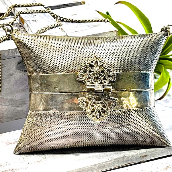 VINTAGE: 1970's - Pillow Ornate Purse - Chain Purse - Bohemian Exotic - SKU 33-451-00005935