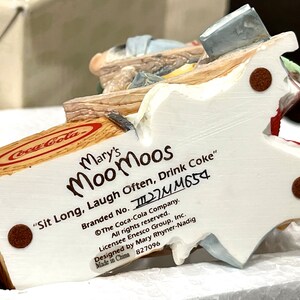 VINTAGE: 1990s Enesco Mary's Moo Moos Figurine in Box Coca Cola Sit Long, Laugh Often, Drink Coke Collect NIB SKU 35-E-00035416 image 5