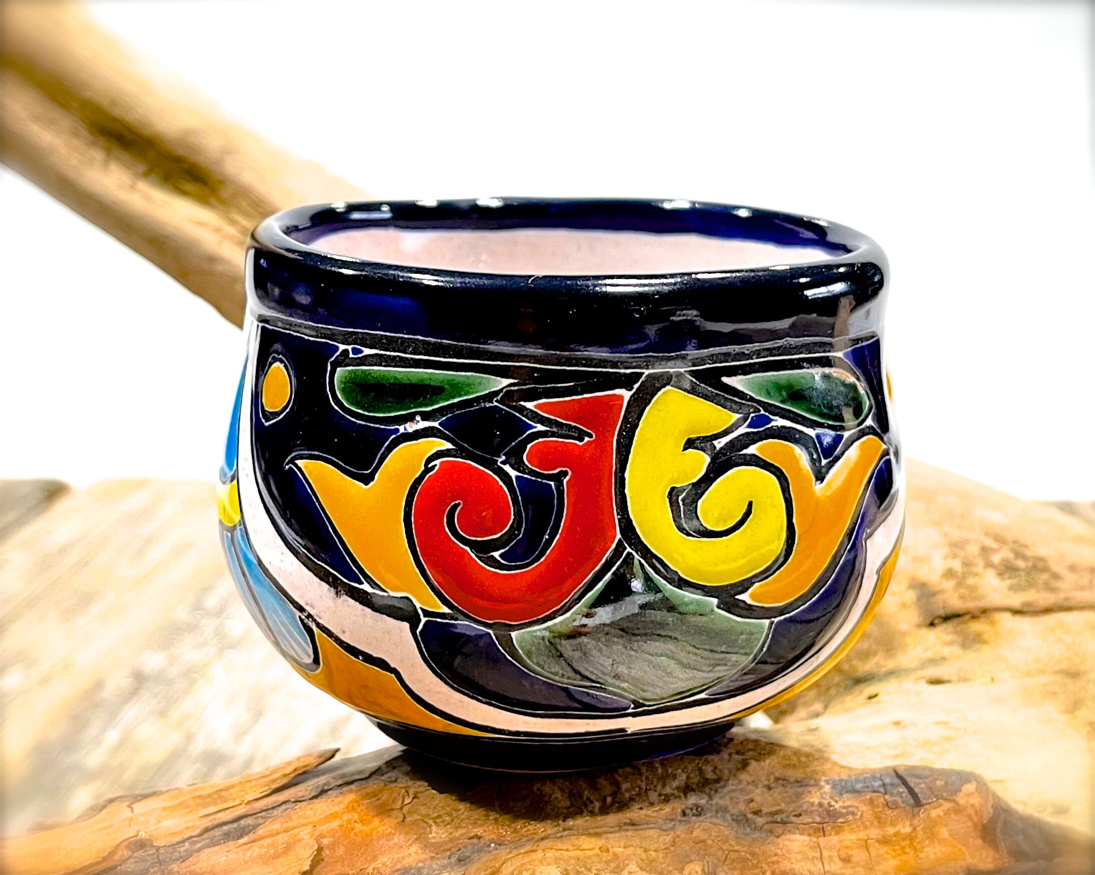 Vintage H. Venegas Talavera Mug: Hand-painted Floral Mexican