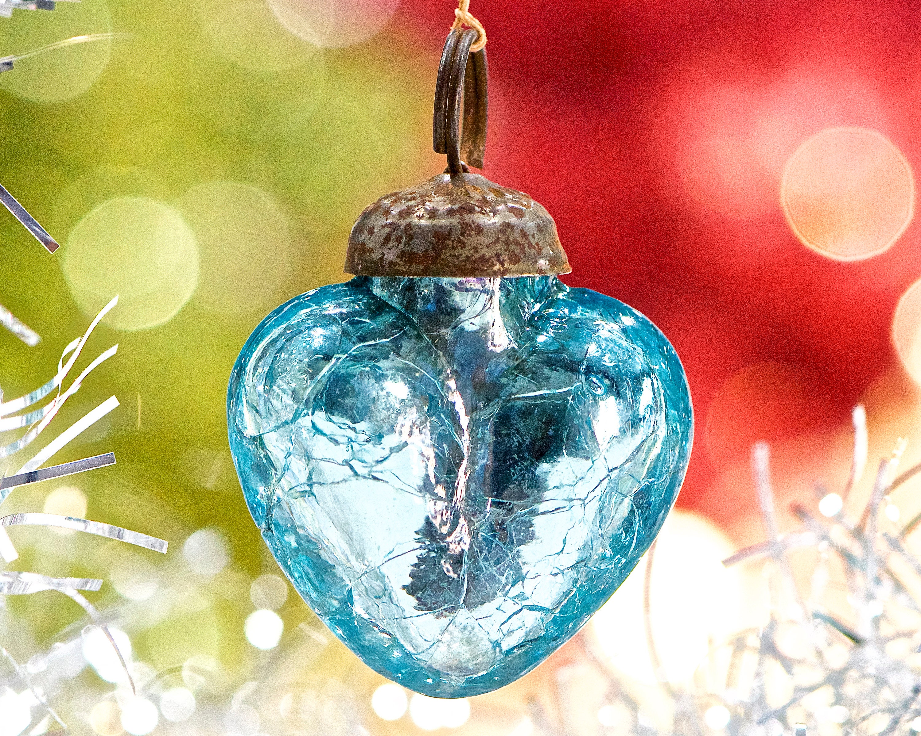 Glass heart ornaments deals