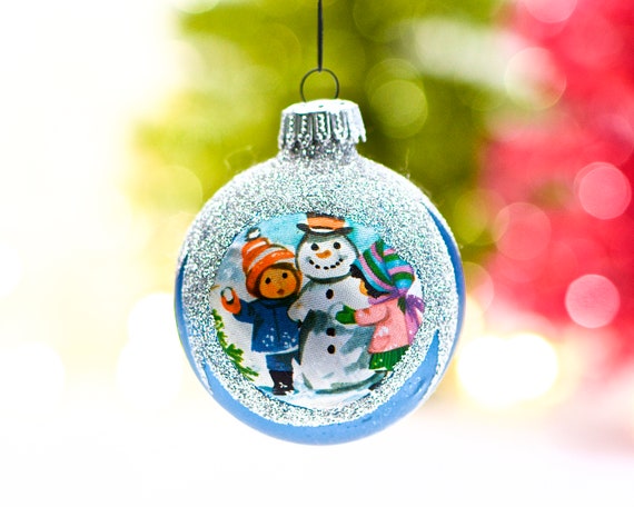 ヴィンテージ：西ドイツ製シルクプリントオーナメント - クリスマス