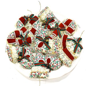 VINTAGE: 8 Mixed Fabric Ornaments Pillow Ornaments Christmas Holidays Gift Handmade SKU Tub-393-00017667 image 1