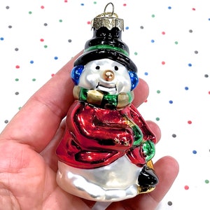 VINTAGE: Glass Christmas Tree Snowman Ornament Thomas Pacconi Collection Replacement Christmas Ornament Holiday image 1