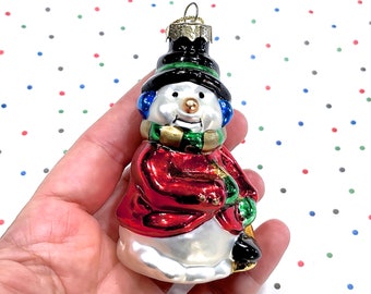 VINTAGE: Glass Christmas Tree Snowman Ornament - Thomas Pacconi Collection - Replacement - Christmas Ornament - Holiday