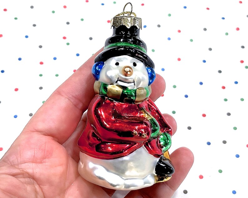 VINTAGE: Glass Christmas Tree Snowman Ornament Thomas Pacconi Collection Replacement Christmas Ornament Holiday image 1