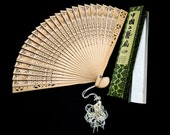 VINTAGE: Wooden Hand Fan in Box - Oriental Fan - Chinese Fan - Japanese Fan - Wood Hand Fan - Home Décor - (14-D1-00003855)