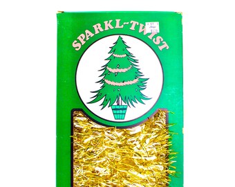 VINTAGE: 15 Ft. Sparkle Twist Garlands in Box - 2 Ply - Gold and White Garland - SKU 26-B-0001141