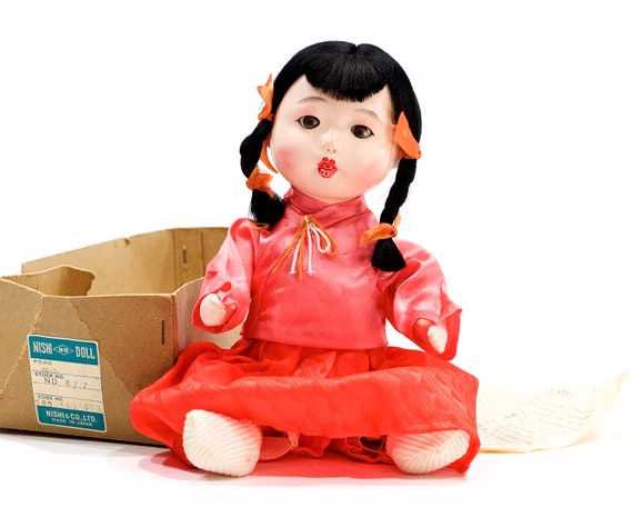 ヴィンテージおさな人形: ガラスの目をした市松胡粉人形 - Etsy 日本