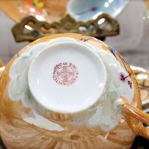 VINTAGE: 4 Sets Hand Painted Lustware Cup and Saucer Japan Hand Painted SKU 32-D-00016768 画像 6