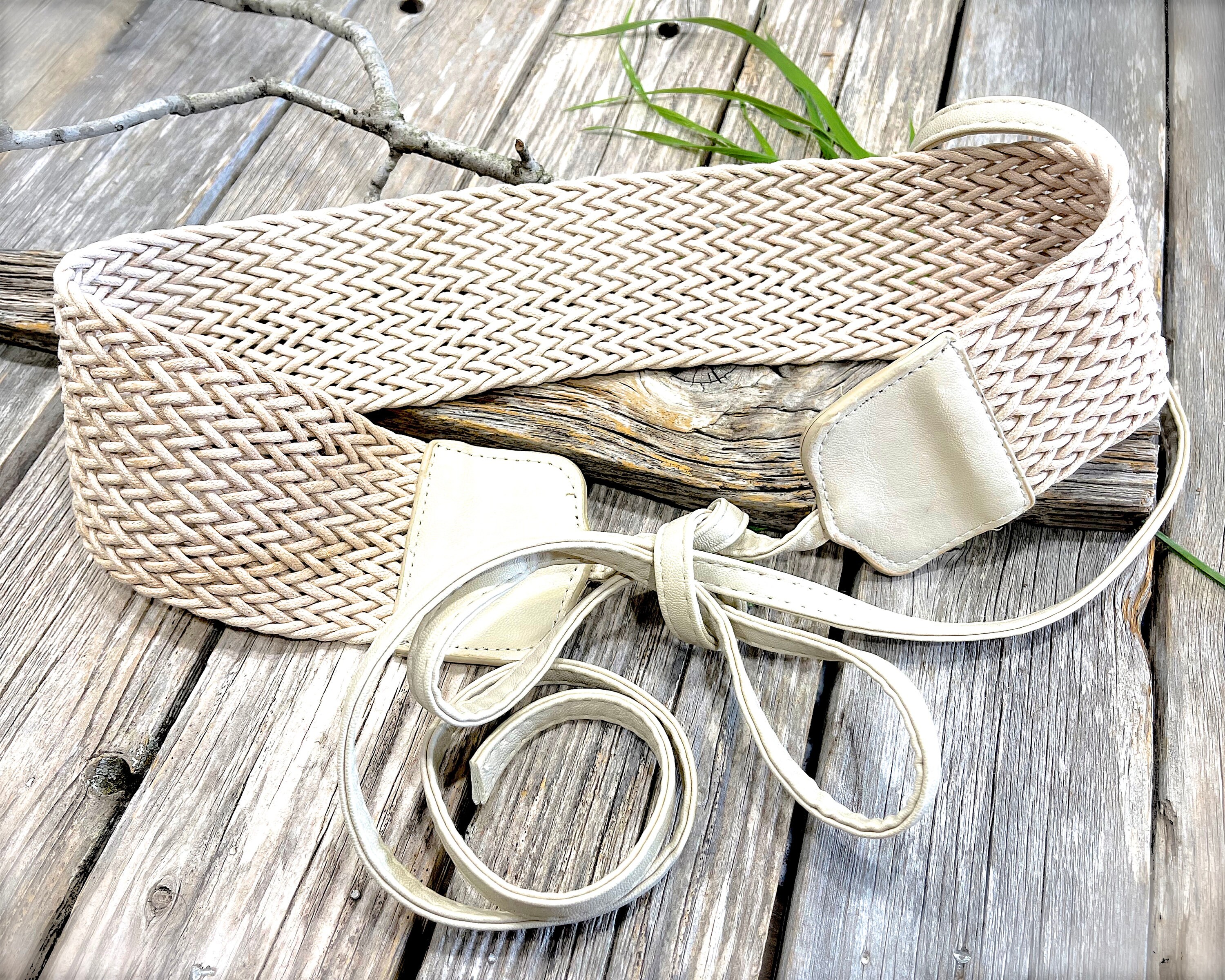 VINTAGE: Wide Woven Tie Belt Hippie Tie 