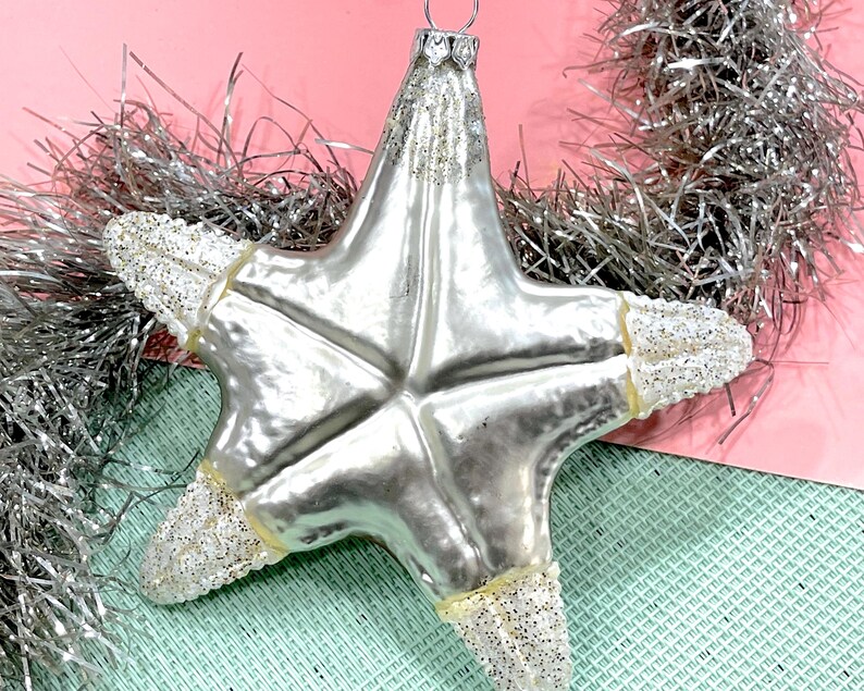 VINTAGE Glass Starfish Ornament Holiday Ornament Lake House, Ocean