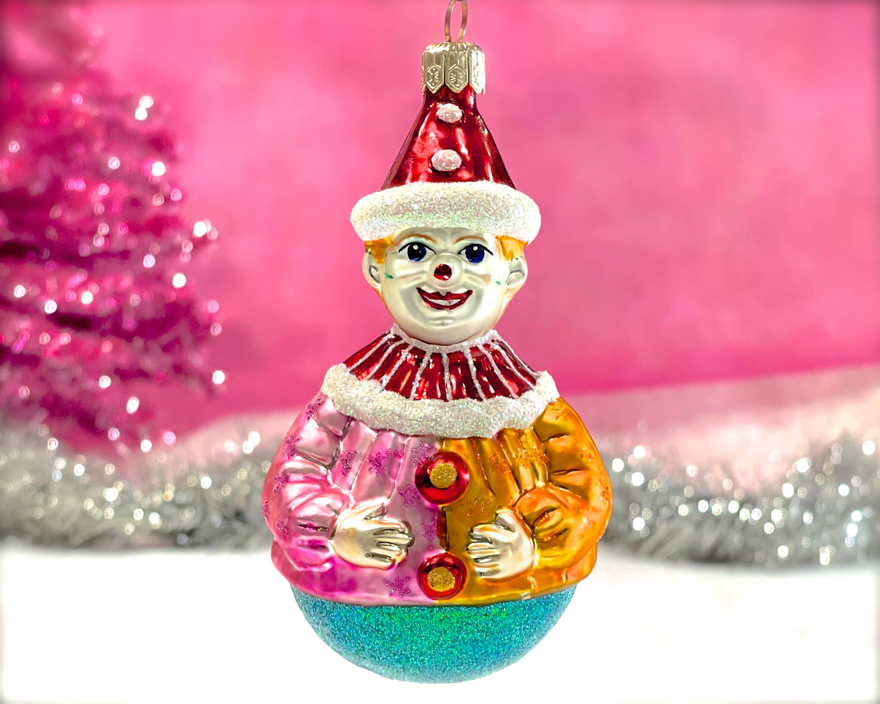 Vintage Christopher Radko Clown Christmas Ornament: Hand-painted