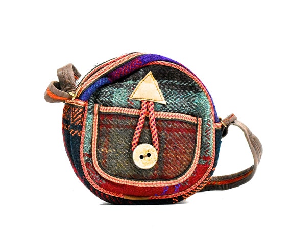 Vintage 1980s Kilim Turkish Crossbody Bag: Woven Tape… - Gem