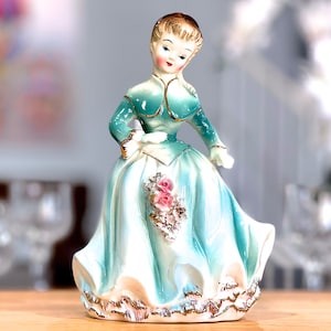 VINTAGE: 1950s - Japan - Ucagon Ceramics Woman Figurine - Made in Japan - Colonial Victorian Renaissance Porcelain - SKU 24-D-00040077