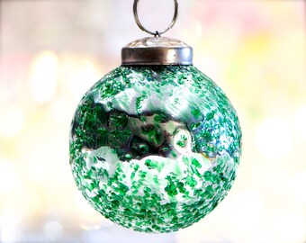 VINTAGE: 2.5" Thick Blown Glass Textured Ornament - Christmas, Xmas, Holiday - SKU 3-D2-00033436